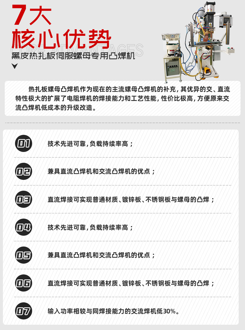 黑皮熱扎板伺服螺母專用凸焊機核心優勢