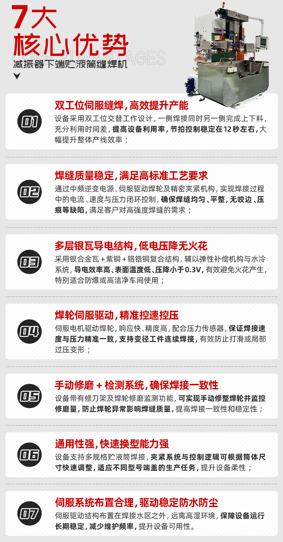 減振器下端貯液筒縫焊機詳情核心優(yōu)勢